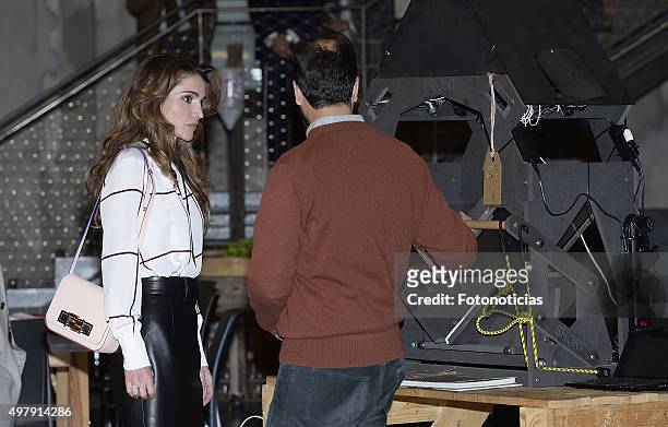 Queen Rania of Jordan visits the Prado Media Lab Center on November 19, 2015 in Madrid, Spain