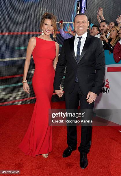 Actress Cristina Bernal and TV personality Alan Tacher attend the 16th Latin GRAMMY Awards at the MGM Grand Garden Arena on November 19, 2015 in Las...