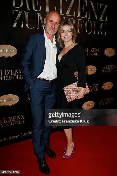 Tina Ruland and Claus G. Oeldorp attend the Hairfree Hosts 'Die Lizenz zum Erfolg' Event on November 19, 2015 in Berlin, Germany.