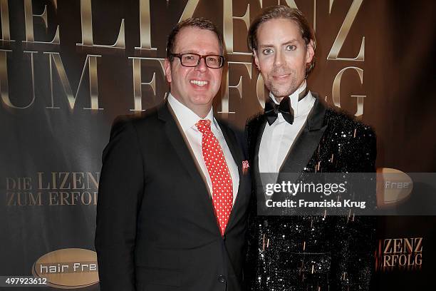 Ulrich Schuhmacher and Jens Hilbert attend the Hairfree Hosts 'Die Lizenz zum Erfolg' Event on November 19, 2015 in Berlin, Germany.