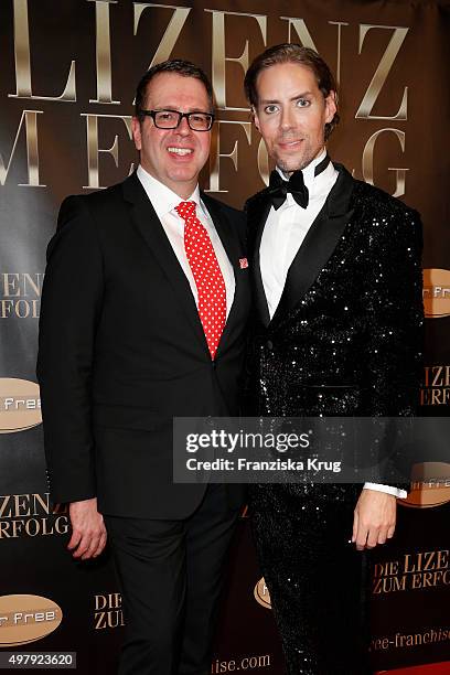 Ulrich Schuhmacher and Jens Hilbert attend the Hairfree Hosts 'Die Lizenz zum Erfolg' Event on November 19, 2015 in Berlin, Germany.