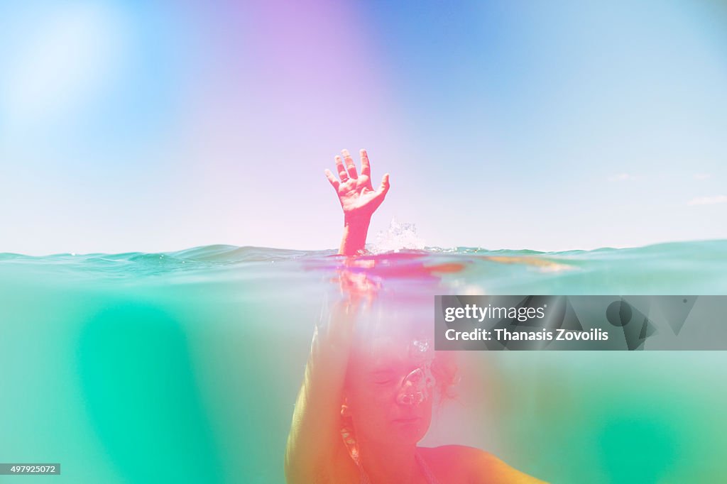 Woman swimming in the sea