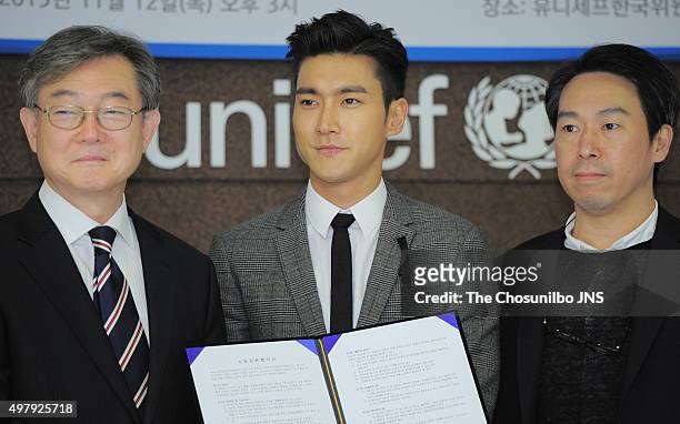 Choi Siwon of Super Junior is nominated as Special UNICEF Korean Committee representitive at UNICEF on November 12, 2015 in Seoul, South Korea.