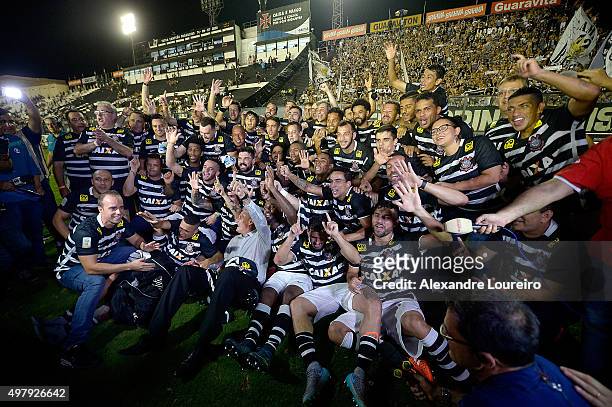 Players of Corinthians celebrates the sixth title of Brazilian championship after the match between Vasco and Corinthians as part of Brasileirao...