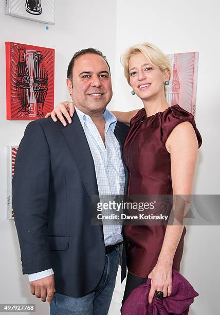 John Mahdessian and Dorinda Medley attend the Sheila Rosenblum Resident Magazine Cover Party at Soho Contemporary Art Gallery on November 19, 2015 in...