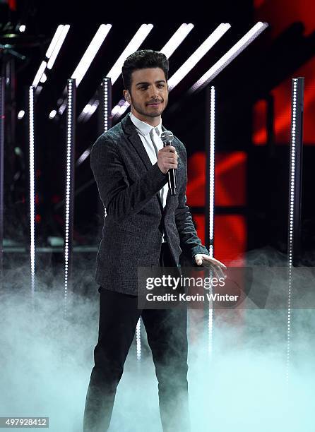 Singer Gianluca Ginoble of Il Volo performs onstage during the 16th Latin GRAMMY Awards at the MGM Grand Garden Arena on November 19, 2015 in Las...