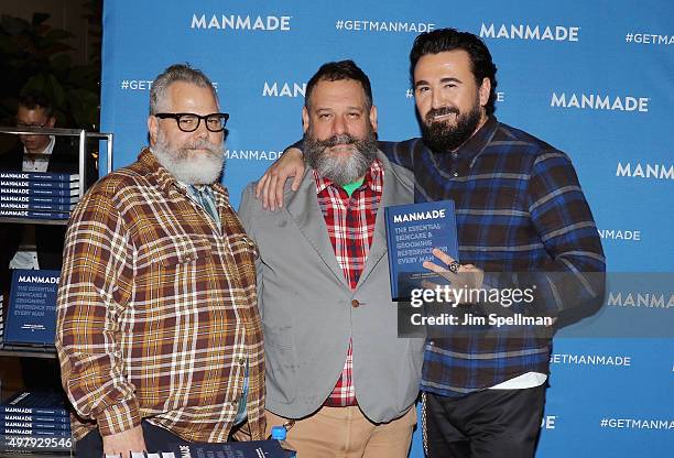 Designers Jeffrey Costello Chris Salgardo, and Robert Tagliapietra attend the Chris Salgardo's "MANMADE" book pre-launch party at Saks Fifth Avenue...