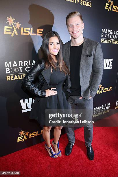 Personalities Catherine Giudici and Sean Lowe attend the WE tv premiere of "Marriage Boot Camp" Reality Stars and "Ex-isled" on November 19, 2015 in...