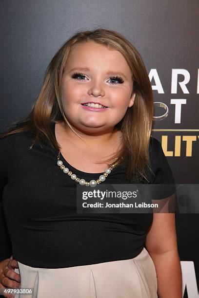 Alana "Honey Boo Boo" Thompson attends the WE tv premiere of "Marriage Boot Camp" Reality Stars and "Ex-isled" on November 19, 2015 in Los Angeles,...