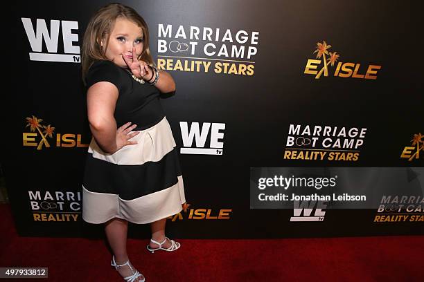 Alana "Honey Boo Boo" Thompson attends the WE tv premiere of "Marriage Boot Camp" Reality Stars and "Ex-isled" on November 19, 2015 in Los Angeles,...