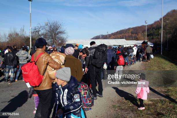 refugees at slovenia - austria border, november 19, 2015 - exile bildbanksfoton och bilder