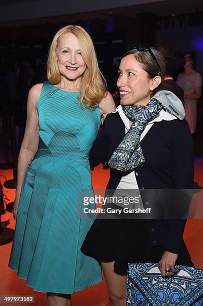 Actress Patricia Clarkson and designer Marisol Deluna attend the Housing Works' Fashion for Action 2015 at the Rubin Museum on November 19, 2015 in...