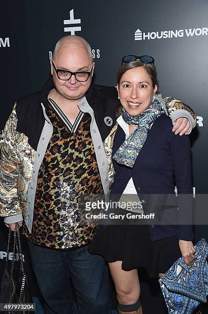 Editorial director for PAPER magazine, Mickey Boardman and designer Marisol Deluna attend the Housing Works' Fashion for Action 2015 at the Rubin...