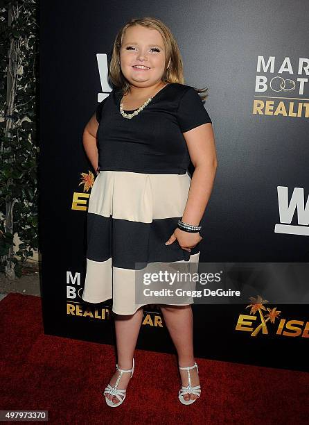 Personality Alana "Honey Boo Boo" Thompson arrives at the premiere of "Marriage Boot Camp" Reality Stars And "Ex-isled" at Le Jardin on November 19,...