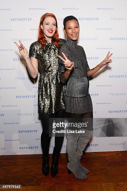 Caroline Hjelt and Aino Jawo, singers of Icona Pop attend at The Keke Palmer & Refinery29 Host Club Primania Event at Skybox Event Center on November...
