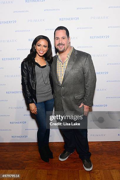 Fox 29 news anchor Alex Holley and Geno Cheesesteak owner, Geno Vento attend The Keke Palmer & Refinery29 Host Club Primania Event at Skybox Event...