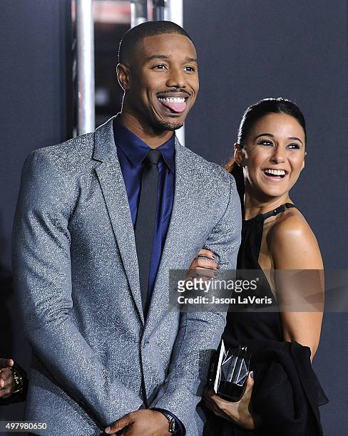 Actor Michael B. Jordan and actress Emmanuelle Chriqui attend the premiere of "Creed" at Regency Village Theatre on November 19, 2015 in Westwood,...