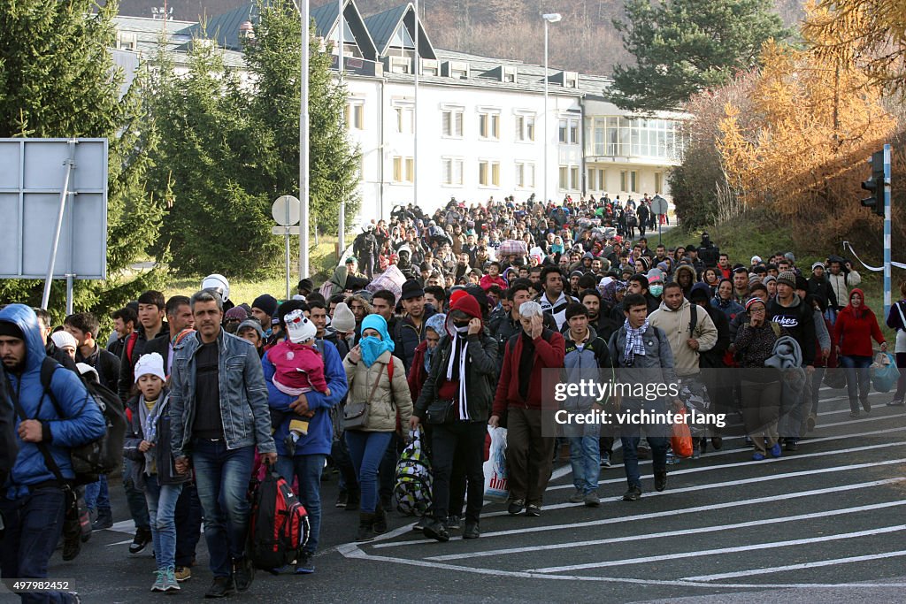 Refugees at Slovenia - Austria Border, November 19, 2015