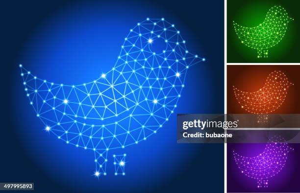 bird on triangular nodes connection structure vector art - simple animal pattern stock illustrations