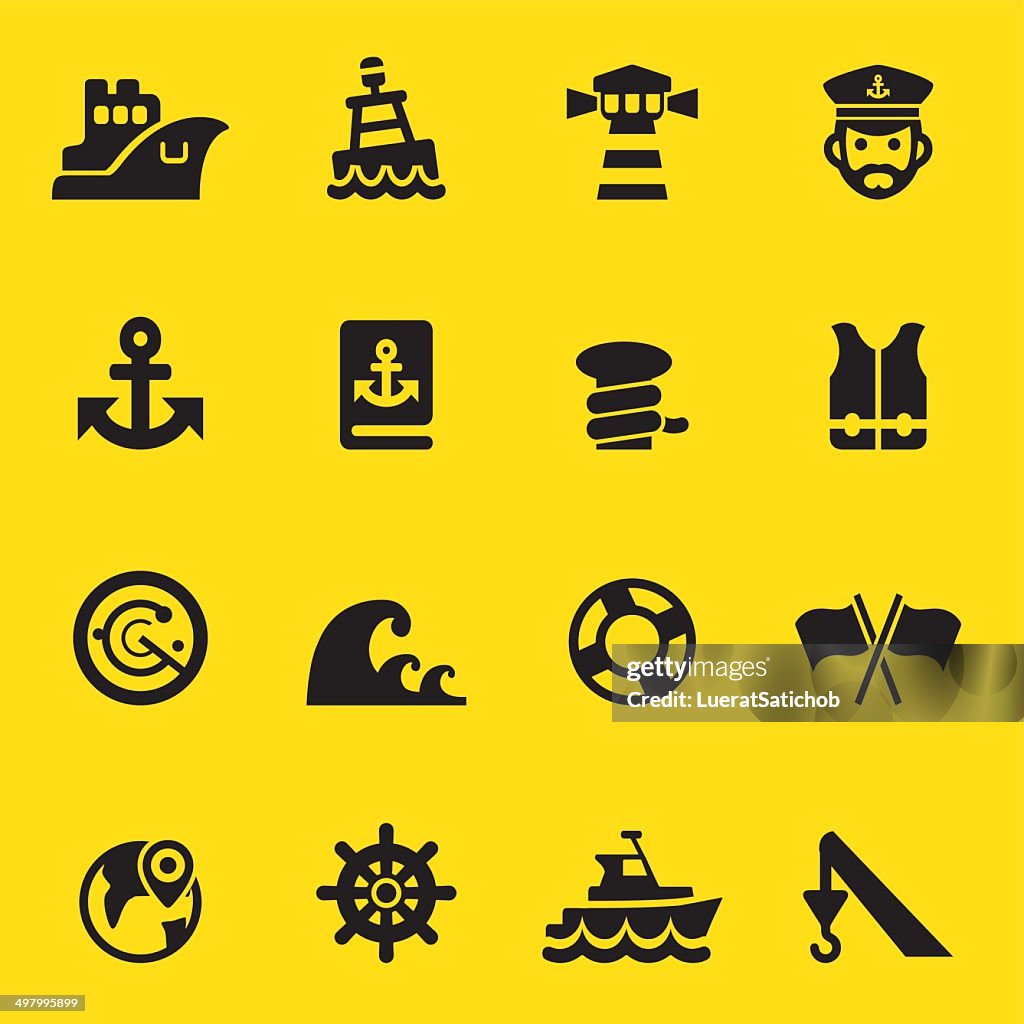 Port Yellow Silhouette icons | EPS10