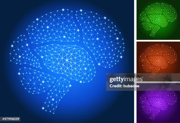 脳に三角のノード接続構造のベクトルアート - 視覚中枢点のイラスト素材／クリップアート素材／マンガ素材／アイコン素材