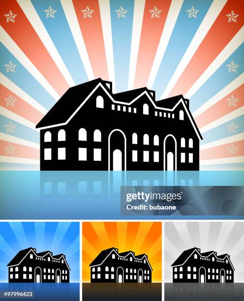commercial building set with stars - building window reflection stock illustrations