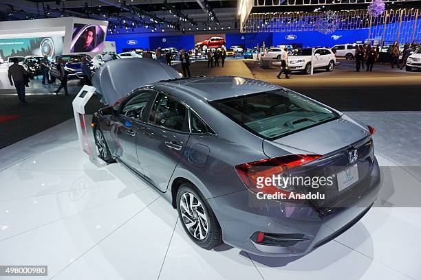 Honda Civic is seen during the official opening ceremony of Los Angeles Auto show in Los Angeles, USA on November 19, 2015.