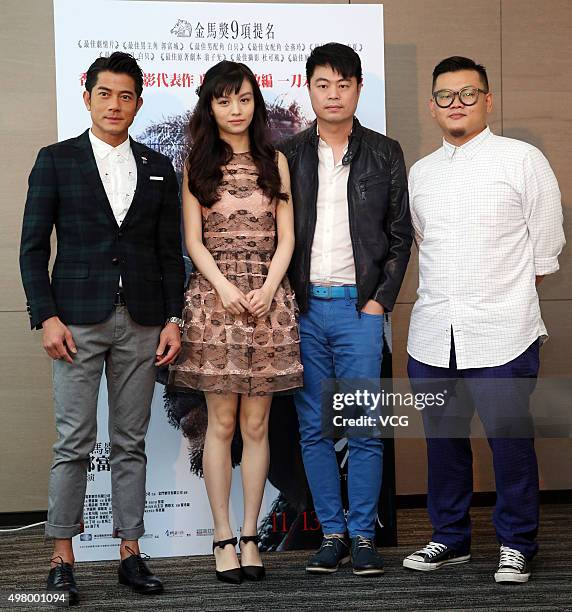 Actor Aaron Kwok, model and actress Chun Xia, director and scriptwriter Philip Yung, and actor Michael Ning receive interview as they play roles in...
