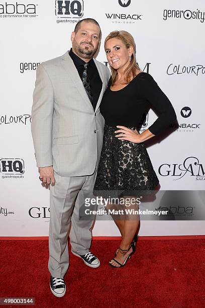 Storage Wars' cast members Jarrod Schultz and Brandi Passante arrive at the GLAM Beverly Hills salon grand opening and ribbon cutting celebration at...
