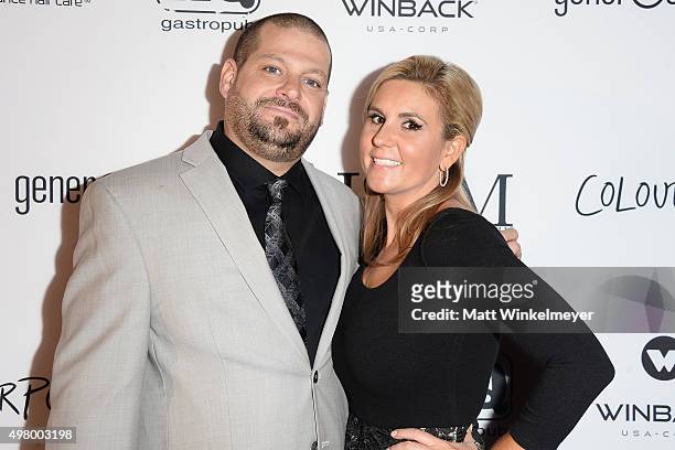Storage Wars' cast members Jarrod Schultz and Brandi Passante arrive at the GLAM Beverly Hills salon grand opening and ribbon cutting celebration at...