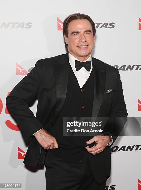 John Travolta arrives at the QANTAS 95th Birthday Gala Celebration at Hangar 96 in the Qantas Jetbase on November 20, 2015 in Sydney, Australia.