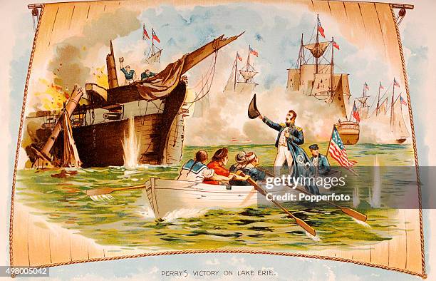American Navy Captain Oliver Hazard Perry's victory over the Royal British Navy at the Battle of Lake Erie or the Battle of Put-in-Bay on 10th...
