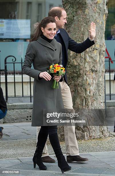 Catherine, Duchess of Camridge and Prince William, Duke of Cambridge visit Caernarfon during a visit ot North Wales on November 20, 2015 in...