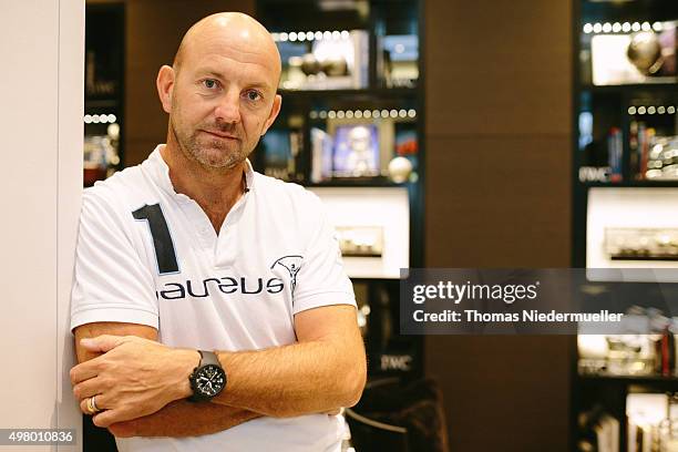 Laureus Ambassador Ian Walker pose during the Laureus IWC auction handover event at IWC store on November 20, 2015 in Zurich, Switzerland.