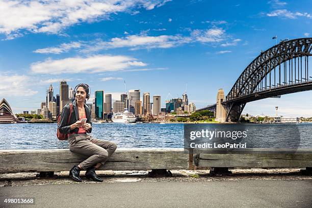 indian woman in the city of sydney downtown - sydney harbour people stock pictures, royalty-free photos & images