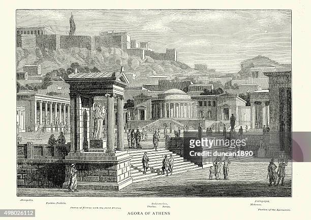 ancient greece - agora of athens - ancient greece stock illustrations