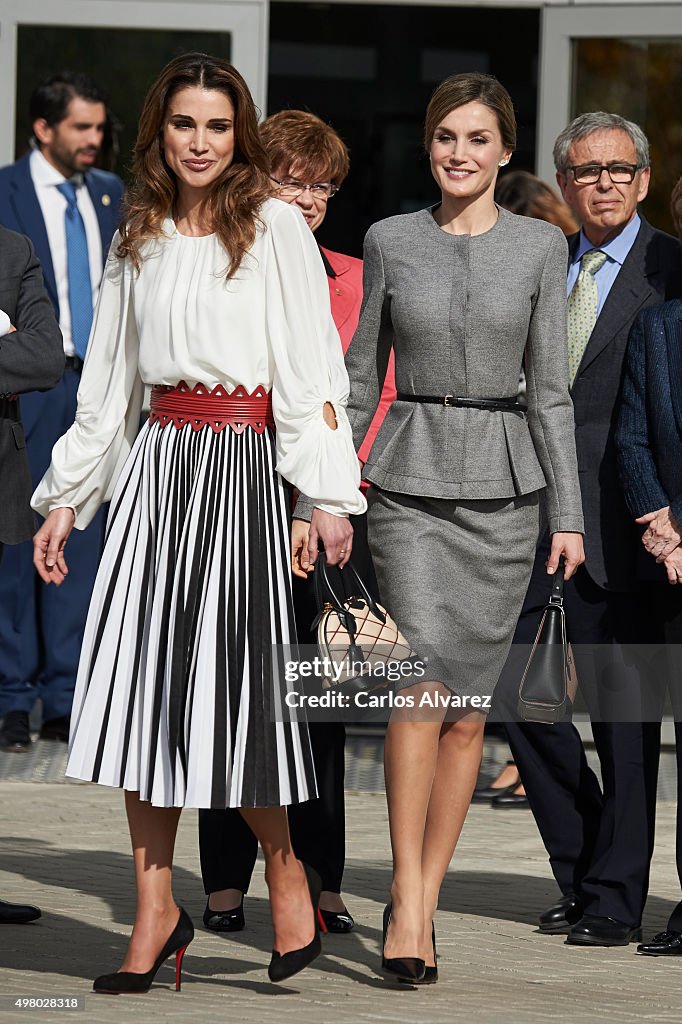 Queen Letizia of Spain and Queen Rania of Jordan Visit a Molecular Biology Center