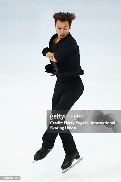 Alexei Bychenko of Israel skates during the Men's Short Program on day one of the Rostelecom Cup ISU Grand Prix of Figure Skating 2015 at the...