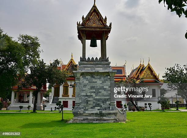 bell building at wat benchamabophit temple, bangkok - banglamphu stock pictures, royalty-free photos & images