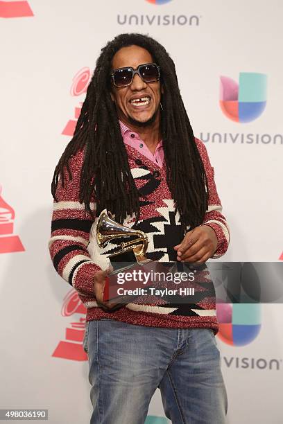 Tego Calderon poses in the press room during the 16th Annual Latin GRAMMY Awards at the MGM Grand Arena on November 19, 2015 in Las Vegas, Nevada.