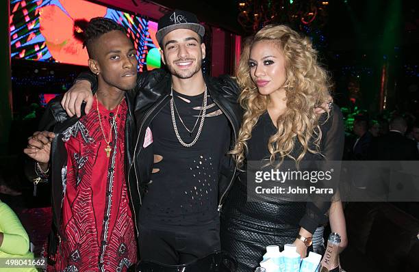 Carlos "Tostao" Valencia of Chocquibtown ,Maluma and Fifth Harmony Dinah Jane Hansen attends Sony Music Latin's Official Latin Grammy After Party at...