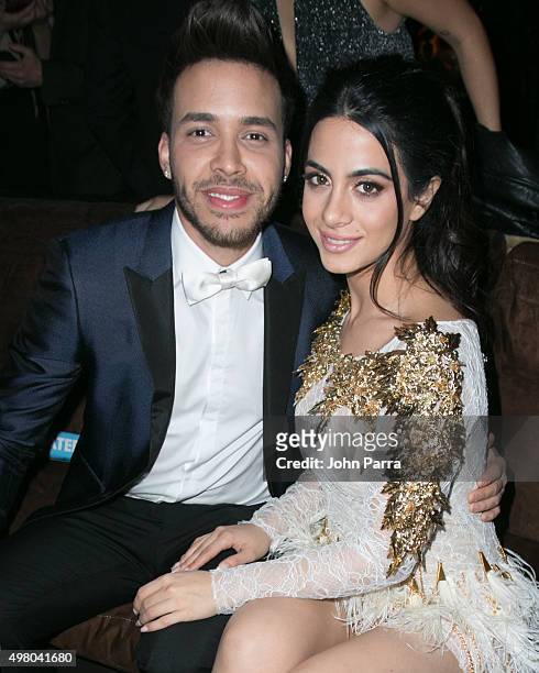 Prince Royce and girlfriend Emeraude Toubia attend Sony Music Latin's Official Latin Grammy After Party at XS nightclub at Encore Las Vegas on...