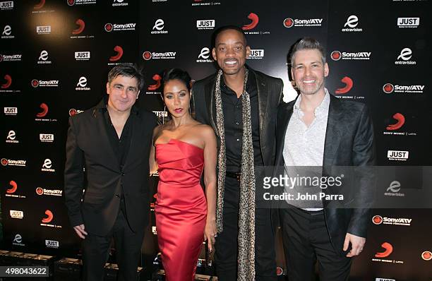 Afo Verde, Jada Pinkett Smith, Will Smith and Nir Seroussi attend Sony Music Latin's Official Latin Grammy After Party at XS nightclub at Encore Las...