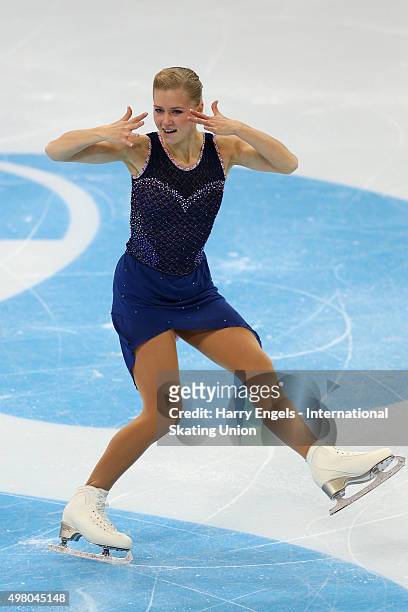 Dasa Grm of Slovakia skates during the Ladies Short Program on day one of the Rostelecom Cup ISU Grand Prix of Figure Skating 2015 at the Luzhniki...