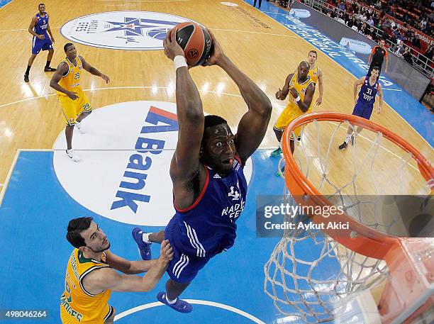 Bryant Dunston, #42 of Anadolu Efes Istanbul in action during the Turkish Airlines Euroleague Regular Season Round 6 game between Anadolu Efes...