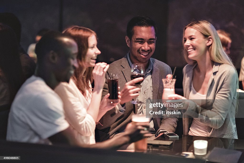 Friends gathering in the club