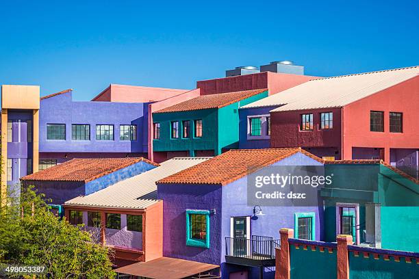 downtown tucson arizona colorful la placita village multi-building complex - tucson arizona stock pictures, royalty-free photos & images