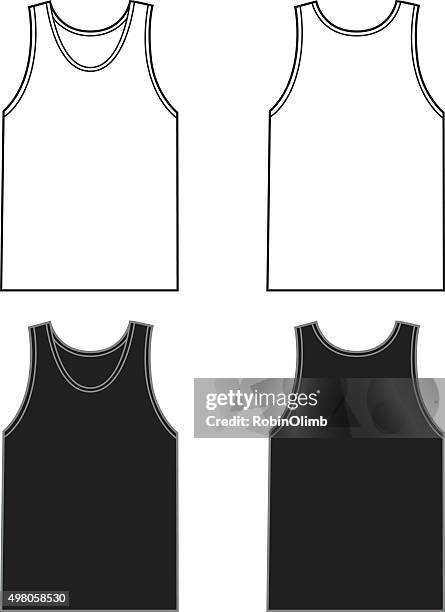 white and black tank tops - sleeveless shirt stock illustrations