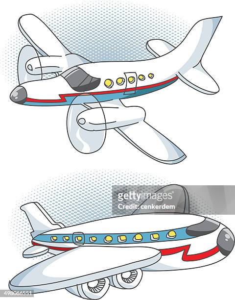 private plane and passenger plane - airplane first class stock illustrations