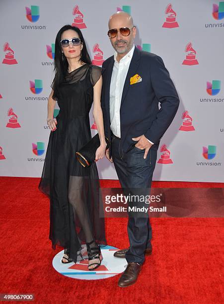 Andres Levin and CuCu Diamantes attend the 16th Latin GRAMMY Awards at the MGM Grand Garden Arena on November 19, 2015 in Las Vegas, Nevada.